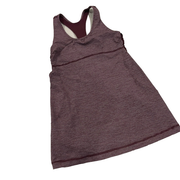 Lululemon Turbo Tank With Built in Bra Casual Women's Size 6 Burgundy Stripe - Picture 1 of 6